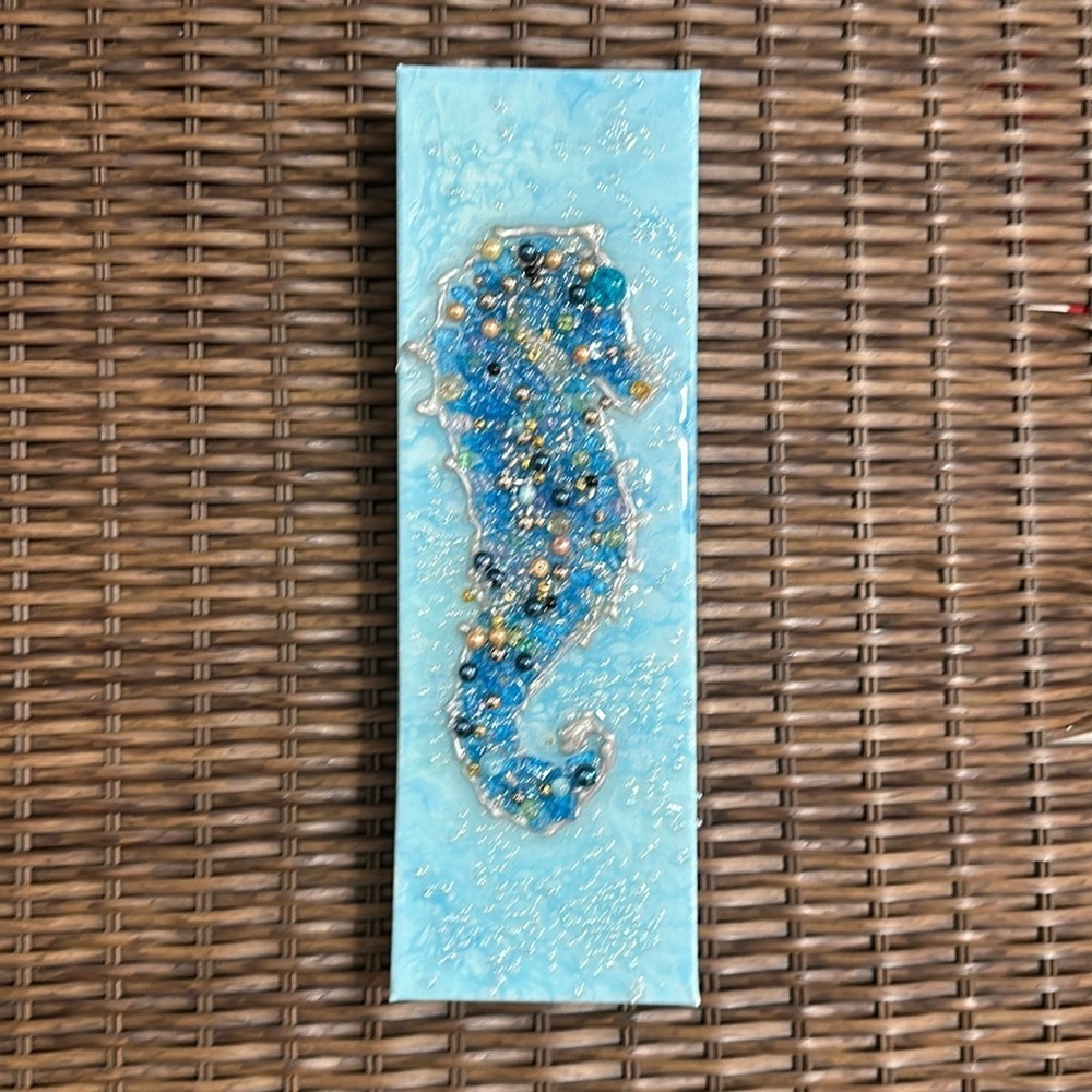 Handcrafted beaded seahorse wall decor